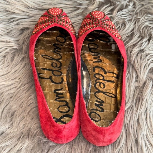 EUC Sam Edelman Charleen Red Studded Boho Flats Size 9 - Picture 7 of 8